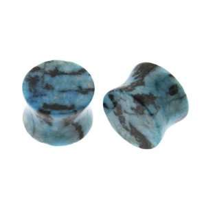  Blue ite Stone Plugs   5/8 (16mm)   Sold as a Pair 