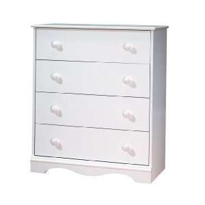  Pure White Country Style 4 Drawer Chest