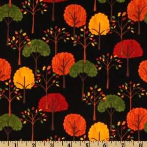   Lolly Pop Trees Autumn Black Fabric By The Yard Arts, Crafts & Sewing