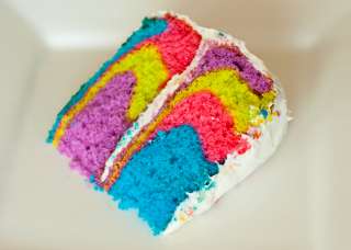RAINBOW CAKE Recipe ~ Marbled BRIGHT COLORS ~ EASY ~ no special pans 