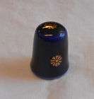 flow blue LIMOGES FRANCE small THIMBLE w/gold accents flower/daisy