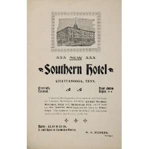   Ad Southern Hotel Chattanooga Tenn. W. O. Peeples   Original Print Ad
