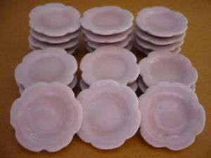   Pink Scalloped Plates Dollhouse Miniatures Ceramic Supply Food  