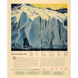 1935 Ad Alaska North Western Line Glaciers Preussl CC   Original Print 