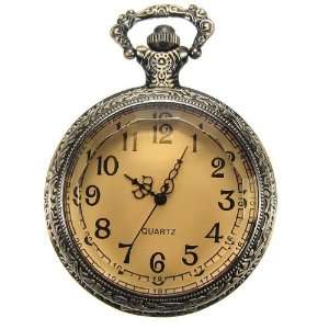  Steampunk Pocket Watch Pendant   Antiqued Brass With Topaz 