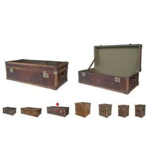    Large Distressed Leather Steamer Trunk in Brown