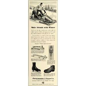  1937 Ad Abercrombie Fitch Snow Sports Boots Skates Sled 