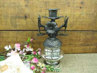 Shabby Cottage Chic Silver Candlestick Home Decor  