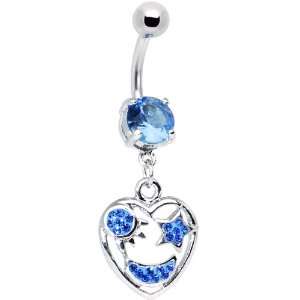  Sun Moon and Stars Blue Cz Belly Ring Jewelry