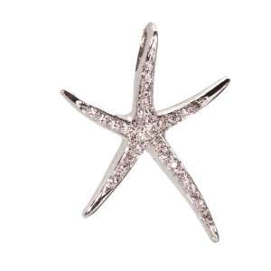  Sea Star 14 K White Gold Starfish Pendant 1/4 Carat 