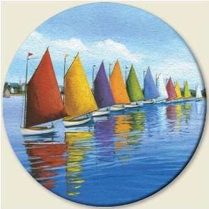  Lazy Susan ~ Rainbow Catamarans ~ decorative tempered 