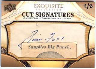 Jimmie Foxx Autographed 2011 Upper Deck SP Legendary Cuts Card #2/2
