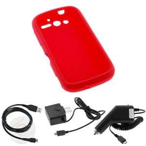 GTMax RED Soft Silicone Case + Car Charger + Home Charger + USB Sync 