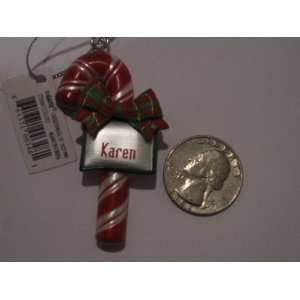  Candy Cane Ornament With Name of Karen 