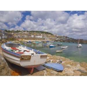 Small Boat on Quay and Small Boats in Enclosed Harbour at Mousehole 