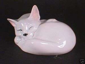Sweet German porcelain White CAT sleeps,MIB  