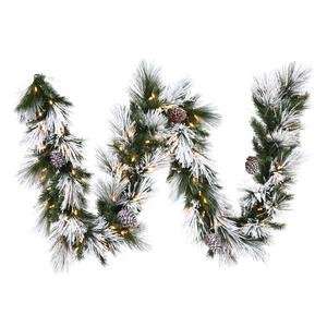 Vickerman 22794   9 X 12 Flocked Mix Garland 100Wmwht (E116213LED 