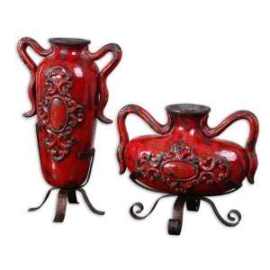 Uttermost 19524 Rami Decorative Items in Beautiful Crackled Bright Red
