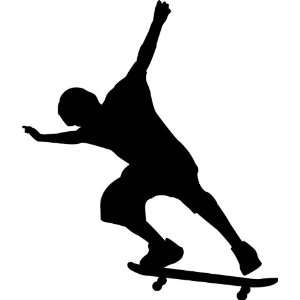 Sports Silhouette Wall Decals   Boy Skateboard 1 Silhouette   12 inch 