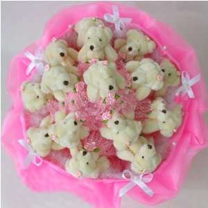  Forever Love Flower Bouquet of Dolls, 15 Teddy Bears in 