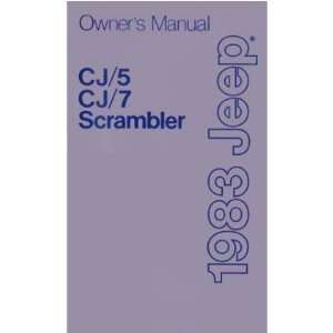  1983 JEEP CJ 5, CJ 7 & SCRAMBLER Owners Manual User Guide 