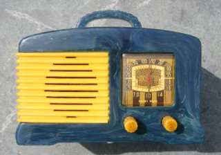   BLUE & Yellow Catalin Bakelite ORIGINAL Radio from Radio Craze  