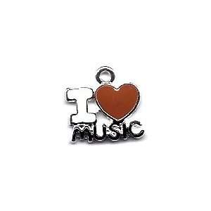  Jewelry/Charms Silver & Enamel Charm I Love Music 