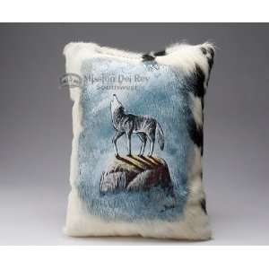  Painted Cowhide Pillow   wolf 12x18 (12)