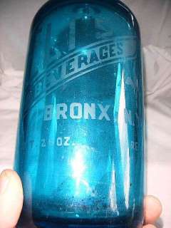 saphire blue vintage seltzer bottle elis bronx ny SEE  