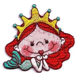 Mermaid w/Crown w/Glitter Iron On Embroidered Applique 