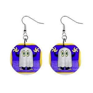 Scary Ghost Halloween Dangle Earrings Jewelry 1 inch Buttons 16545851