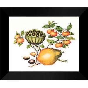  Liu Chi Wang FRAMED 15x18 Nutmeg Lotus and Tangerine 