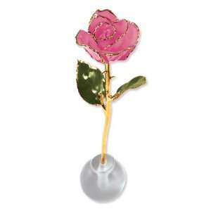  Lacquer Dipped Gold Trim Knob Stand Pink Spring Rose 
