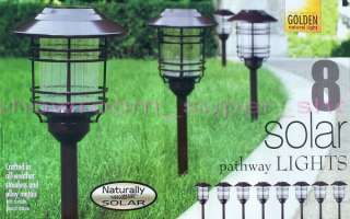 New Set of 8 Stainless Steel Solar Pathway LED Path Landscape Lights 