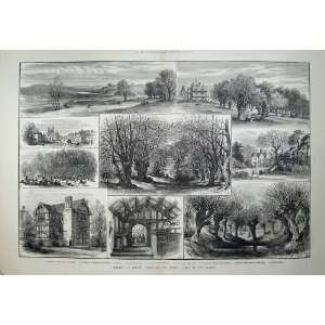 1882 Epping Forest Chingford Station Queen Lodge Trees  