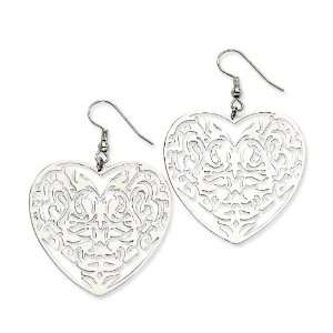   Chisel Stainless Steel Filigree Heart Wire Earrings Chisel Jewelry