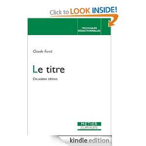 Le titre (French Edition) Claude Furet  Kindle Store