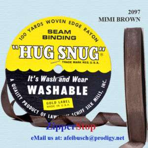 100 Yd Roll~1/2 Wide~Hug Snug Seam Binding~ Mimi Brown  