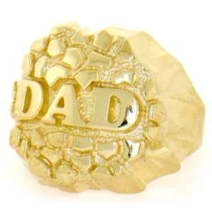  14k Solid Yellow Gold Nugget DAD Mens Ring Jewelry