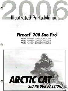 2006 ARCTIC CAT FIRECAT 700 SNO PRO PARTS MANUAL  