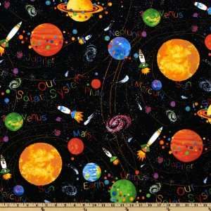  44 Wide My Universe Solar System Black Fabric By The 