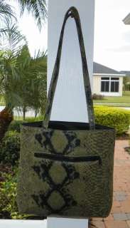 New Green & Black Snake Print Shoulder Bag Tote Handbag Purse  