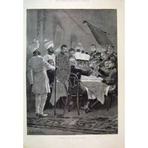  1894 Christmas Dinner Table India Servants Old Print