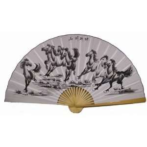  Classic 35 Oriental Feng Shui Wall Fan Eight Horses 