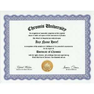  Chromis Degree Custom Gag Diploma Doctorate Certificate 