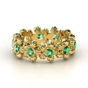  Lei Eternity Ring, 14K Yellow Gold Ring with Emerald 