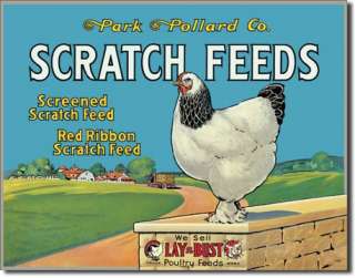Chicken Scratch Feeds Barn Garage Game Room Tin Sign  