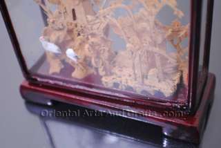Oriental Chinese Cork Art Carving Crane Gift Box  