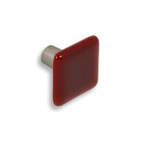  #334 CKP Brand Red Art Glass Knob With Dull Brushed Nickel 