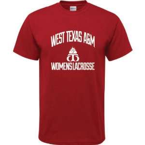 West Texas A&M Buffaloes Cardinal Red Youth Womens Lacrosse Arch T 